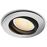 Philips Hue White Ambiance Milliskin, Faretto ad Incasso Smart, Base Rotonda, Bluetooh, 5 W, Alluminio