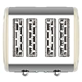 4 Scheiben Langschlitz Toaster mit 1500W, Aufwärm- / Auftaufunktion, inkl. Brötchenaufsatz Krümelschublade, Retro Design - 7