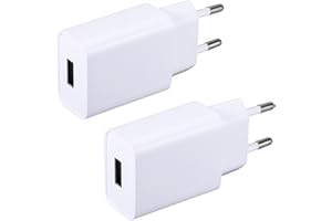 ZLONXUN 2-Pack Cabeza Cargador USB 5V/2A Adaptador de Enchufe de Carga USB Compatible con iPhone/Samsung/Auriculares/Enrutadores/Lámpara de Mesa/Altavoz Bluetooth/Monitor/Lector electrónico