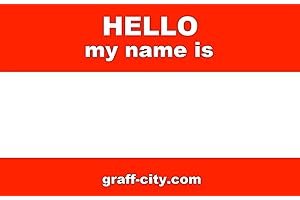GRAFF-CITY 'Hello My Name is' Stickers/Name Label Tags - Red & White 100-8cm x 6cm