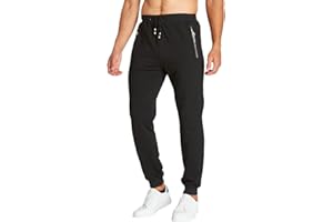 ZOXOZ Pantaloni Sportivi Uomo Cotone con Elastico in Vita con Tasche Zip