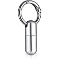 Ptwola Small Pill Case Keychain Tiny Portable Carabiner Clip Pill Holder Bottle Micro Waterproof Metal Pill Container Emergency Medicine Organizer for Outdoor Camping Travel Purse Pocket