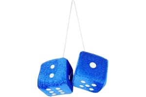 ROAR STRAWESOME [2 dados, 1 par de dados azules peludos] Retro Car Hanging Dice para espejo de coche azul (Nostalgic 80's Fuzzy Car Dice for Mirror) Plush Car Decorative Hanging Ornaments Accessories (juego de 1)