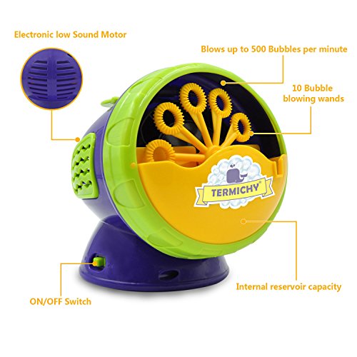 Termichy Automatic Bubble Machine with High Output, Battery Powered Bubble Blower for Indoor/Outdoor Use - Kid's Fun by