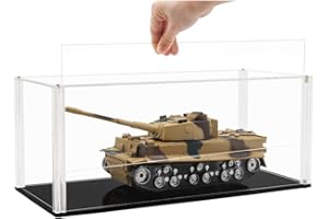 Tingacraft Acrílico Vitrina Cristal (34 x 15 x 14 cm) para Maqueta de Coche 1/18 Tanque 1/35, Caja Metacrilato Expositor para Colecciones