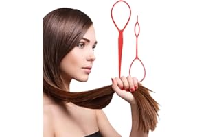 WOO GIRL Set di 2 accessori per capelli Twister – Dutt o Topsytail Styling in pochi secondi – Set di accessori per acconciature con video tutorial (RED)