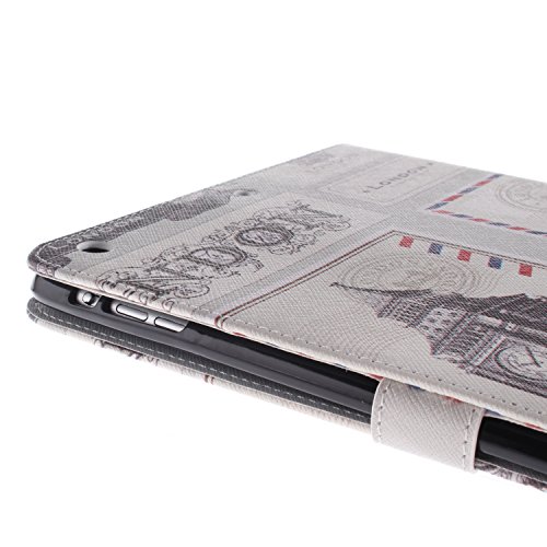 iPad mini Lederhülle – Felfy Slim Full Body UK Flagge mit London Muster PU Case Cover Etui Schutz Hülle Tasche für Apple ipad mini 3 mini 2 mini 1 + 1x Rot Bling Eule Anti Stöpsel + 1x Black Stylus - 6