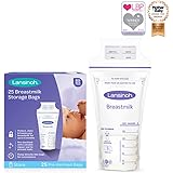 Lansinoh Breast Milk Storage Bags Breastmilk Pouches for fridge or freezer use, store flat or standing, BPA and BPS free, pre