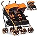 Twins Stroller Pushchair DUO - foldable and multifunctional highclass baby pram, Colour Electric Orange