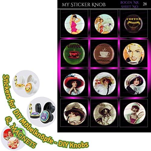 Do It Yourself DIY BOGEN28 Vintage Nostalgia of 12 DIY Furniture and Home Improvement Magnets for Cupboard Drawer Cabinet Door/Kitchen, Bathroom Home Nursery, Fridge, Office Whiteboard