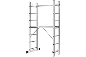 MON MOBILIER DESIGN High Scala 2 Piani in alluminio modulabile ponteggio scala scala scala Piattaforma di Lavoro 7 gradini