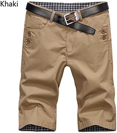 HCIUUI Summer Fashion Mens Shorts Casual Cotton Slim Beach Shorts Trousers Knee Length Shorts -38 Khaki 31