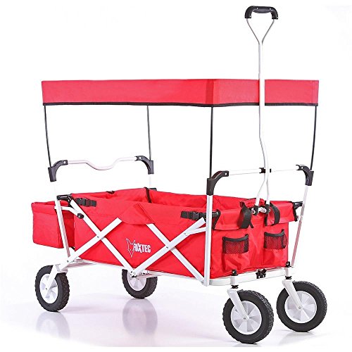 Preisvergleich Produktbild Bollerwagen klappbar JW-76A Handwagen Leiterwagen Strandwagen mit Sonnendach faltbar Transportwagen