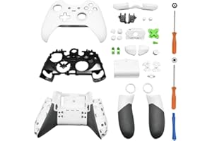 Hzxkqmil Replacement Full Housing Shell Case Kit for Xbox One Elite 1st Controller - Include Faceplates Cover Middle Frame Side Rails ABXY Buttons LB RB Bumper Accessories (White)