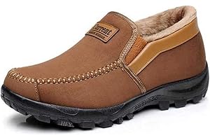 Herrmockasiner Tofflor Med Mysig Memory Foam Slip På Loafers Fur Lined House Skor Inomhus Utomhus Ankel Vinter Snöstövlar Vin