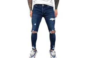 Osheoiso Jeans Uomo Pantaloni Slim Fit Strappato Stretch Jeans Skinny Ripped Casual Dritti Jeans Denim Zip Pantaloni Hip Hop Nero Cargo Pantaloni Moda Chino Pantaloni