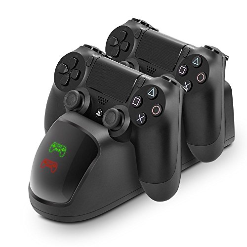 Preisvergleich Produktbild VOIMAKAS PS4 Controller Ladestation PS4 Fast Charger, PS4 Dualshock Charging Stand Ladegerät Docking Mit LED und Aufladekabel für Sony PS4 / PS4 Slim / PS4 Pro Wireless Controller