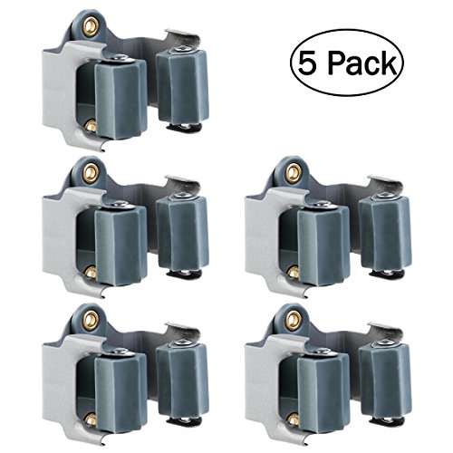 détail Ounona 5 pcs Balai et balai support mural de jardin Rack (Gris)