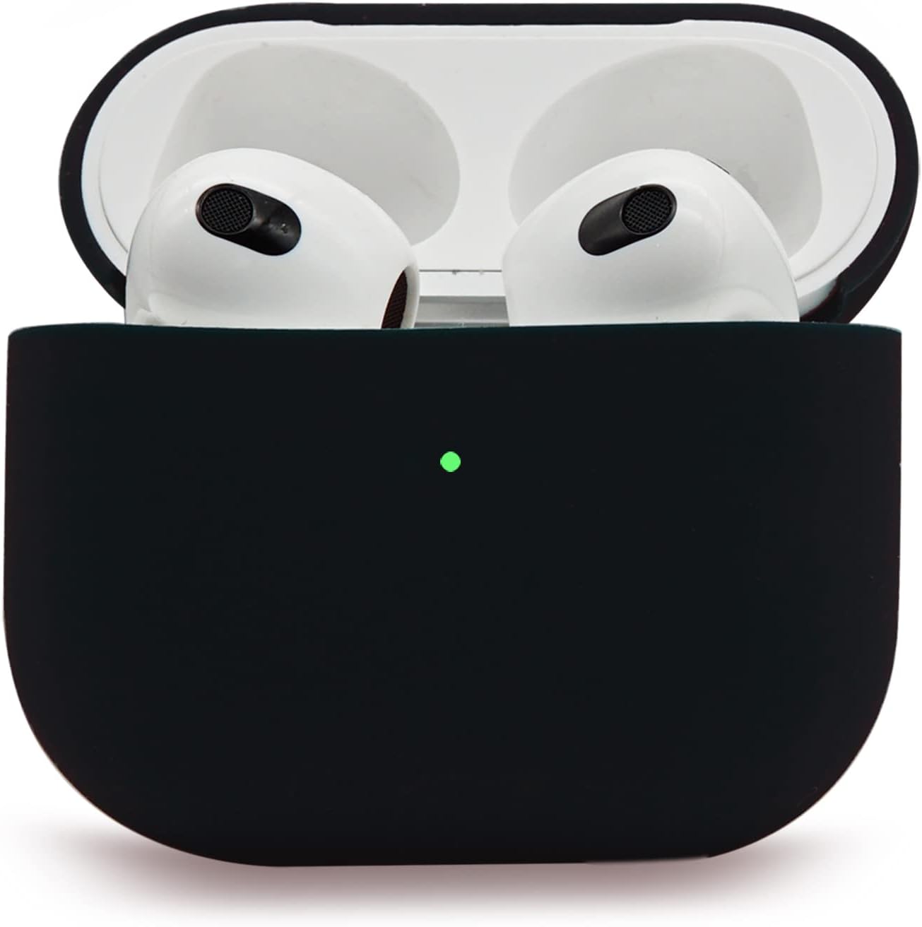 Mocarheri Compatible con AirPods 3 2021, Anti-rasguños Ultradelgada Fundas Protectora de Silicona para AirPods 3.ª Generación, LED Visible Frontal, Negro