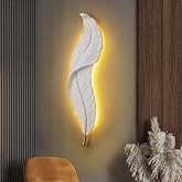 TOUCH WOOD HANDICRAFT Wall Mounted LED Sconce Lamp Feather Design for Home Decor, Wall Lamp, LED Leaf Lamp, Wooden Decoration