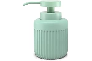 Nadi Collection | Dispensador jabón líquido | Serie Urban | Verde Menta | Resina | 320ml | Redondo | para baño, Cocina, Ducha | 8.5Ø x 13.6cm de Alto (Menta)