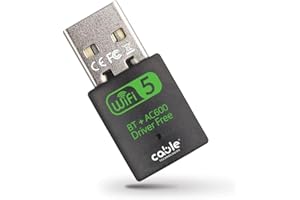 CABLE TECHNOLOGIES Dongle USB WiFi de Doble Banda 2.4/5GHz + Bluetooth 5.0, Antena Inalámbrica de 600Mbps, Plug and Play, MU-MIMO, Adaptador de Red Inalámbrico para PC/Escritorio/Tablet/Portátil, Compatible con Windows