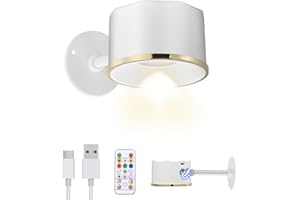 MIOBLUE LED Wall Mounted Reading Light, Wireless Wall Sconce with Remote, 360° Rotation Magnetic Wall Light RGB Picture Painting Light with Dimmable for Living Rooms,Bedrooms, Artwork,Dartboard,White
