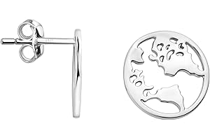 SOFIA MILANI - Boucles d'Oreilles pour Femme en Argent 925 - Clou d'Oreille en Forme de Carte du Monde