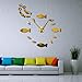Produktbild HNSD Wanduhr aus Acryl Fisch Mit Blase DIY Riesen Wanduhr Spiegeleffekt Wandkunst Wohnkultur Aquarium Dekoration Rahmenlose Große Nadel Uhr Uhr Gold 37inch