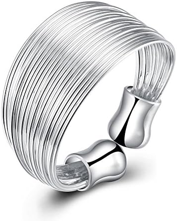 Audbrave Multi-layer Linear Engagement Statement Ring Plain Open Adjustable For Women Girl Gift
