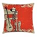 Produktbild ABAKUHAUS Amerika Kissenbezug, Country Musik Wilder Westen, Waschbar mit Reißverschluss Kissenhülle mit Farbfesten Klaren Farben Beidseitiger Druck, 50 x 50 cm, Orange Beige