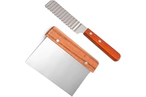 Lajiakoy® Rasqueta de Masa Cortador de Patatas Juego de 2 Piezas, Rasqueta Cocina, Rasqueta Multiusos, Cortador Patatas Fritas, Cortadora Ondulada de Verduras, Acero Inoxidable (2 Piezas)