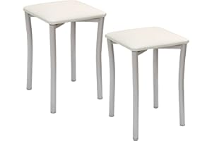 ASTIMESA Dos Taburetes de Cocina Patas diseño Redondas y Asiento Polipiel Blanco