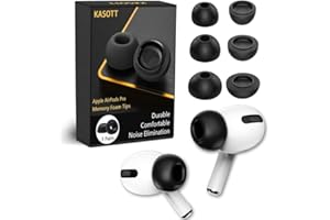 KASOTT Replacement Memory Foam Earplugs for AirPods Pro 1st and 2nd Generation, Perfect Noise Reduction, Ultra Comfortable, Non-Slip, Fits in Charging Case (Small/Medium/Large)