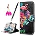 Price comparison product image MOTIKO Huawei P Smart Case - Leather Flip Case Wallet Cover Magnetic Closure Card Slots Stand Phone Protective Case with Dust Plug & Stylus for Huawei P Smart - Flamingo