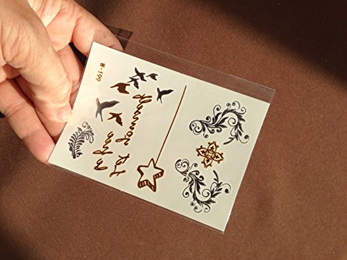 10 kleine Sheets METALLIC TATTOO EINMALTATTOO GOLD SILBER TATTOO Schmuck Tattoo Kleber für Körper - 6