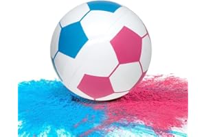 WEINSAMKEIT Gender Reveal Party Football Decoration, Supplies Kit con 1 pallone da calcio, 2 confezioni di polvere colorata e 2 di coriandoli rosa e blu