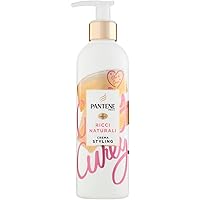 Pantene Pro-V Crema Styling+ Termoprotettore Ricci Naturali, Senza Risciacquo, Nutriente, Con Olio Di Cocco, Per Controllo De