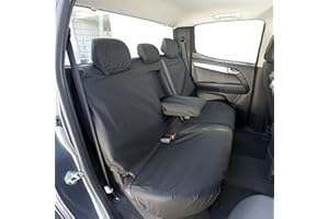 UK CUSTOM COVERS CUSTOM DESIGNS FOR ULTIMATE PROTECTION UK Custom Covers SC130B Tailored Heavy Duty Waterproof Rear Seat Covers (WITH Central Armrest) Black - To Fit Isuzu D Max 2012-2021