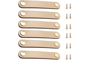 Niaciswe Poignées en Cuir 6 Pièces Poignée en Cuir pour Meuble Poignées de Placard 140 x 25 mm Boutons de Porte de Tiroir Avec vis Poignée de Cabinet Accessoires pour Tiroir Armoire