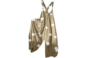GENERIC Salopette Femmes Taille Elastique Combishort Lockeres Ete Böhmen Crayon Faire la fêt Combishort Femme Comfy en Lin Plus Size Imprimé Fleurs