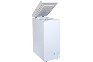 SIA CHF60W White Chest Freezer with Removable Wire Basket, 53L Slimline Compact Freestanding Freezer, 36cm Wide, Adjustable Temperature Control, E Rated, 2 Years Parts And Labour Guarantee