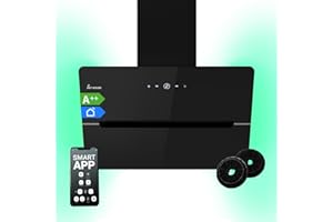 KKT KOLBE Okap kuchenny 60 cm | obieg | powietrze wylotowe | bez głowy | okap ścienny | czarny | szkło | aplikacja Smart WiFi | Wi-Fi | oświetlenie LED RGBW | ECCO609SHCM