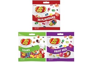 Jelly Belly Mix - 20 Flavours Mix mit den beliebtesten Sorten, Fruit Mix und Sours - Jelly Beans (3 x 70g)