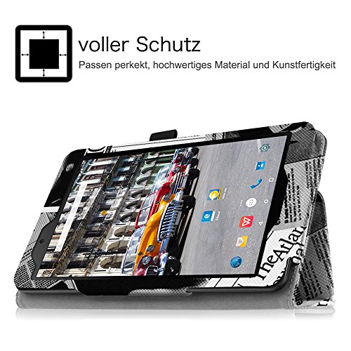 Fintie Odys Syno 8 Hülle Case – Slim Fit Folio Kunstleder Schutzhülle Cover Tasche mit Ständerfunktion und Stylus-Halterung für Odys Syno 20,3 cm (8 Zoll) Tablet-PC, Zeitung - 3
