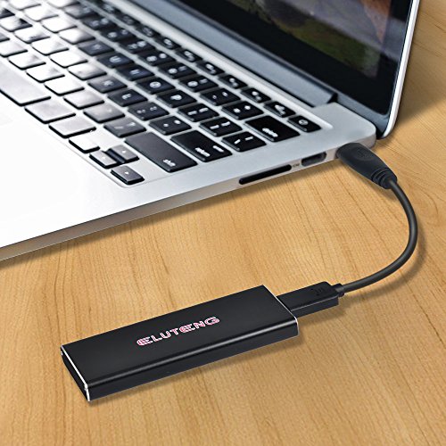 ELUTENG M.2 NGFF SSD auf USB3.0 Adapter Externes USB3.0 zu NGFF SSD Gehäuse Tragbare M.2 Festplattengehäuse mit Schraubendreher in Schwarz - 7