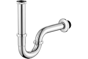 ONECE Siphon de Lavabo Universel, Siphon à Tube 1-1/4"x32 mm, Tube Siphon de Lavabo Chromé en Acier Inoxydable Anti Odeur pour Evier Cuisine, Hauteur Réglable