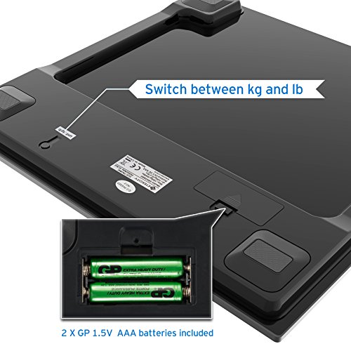 Etekcity Digitale Personenwaage Körperwaage Gewichtswaage Digitalwaage mit Edelstahloberfläche im Badezimmer, 5kg-180kg, Slim Design, Silber - 9