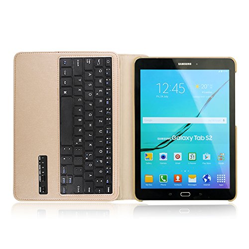 KVAGO Samsung Galaxy Tab S2 9.7 SM-T810 / LTE SM-T815 Bluetooth Tastatur（deutsche QWERTZ）Schutzhülle Keyboard Case mit einstellbarem Blickwinkel Funktion (360°Drehstandfunktion) - 2