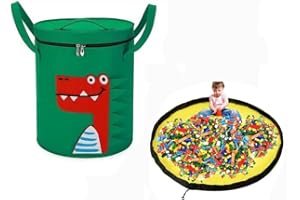 KEPUARM Foldable Storage Bag with Play Mat, Toy Organizer, Toy Storage Bag with Handle, Detachable Toy Storage and Play Mat for Kids Room Nursery, Vertical Slideaway Toy Storage Bin with Sliders